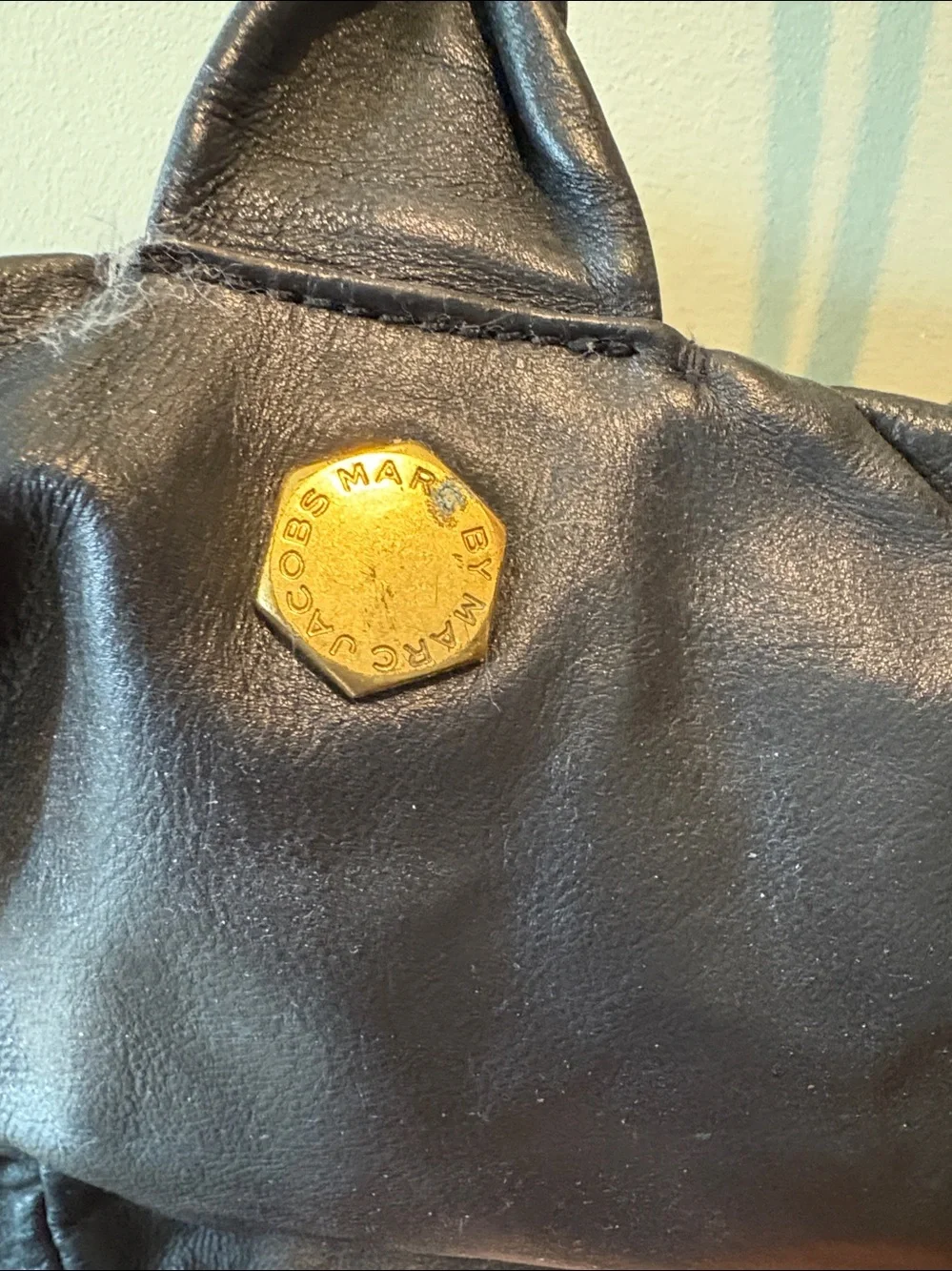 Marc Jacobs  Tote bag  shoulder bag  large bag  leather black/brass hardware EUC
